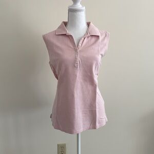 Vintage IZOD Pink Collared Henley. Sleeveless. Y2K. Large